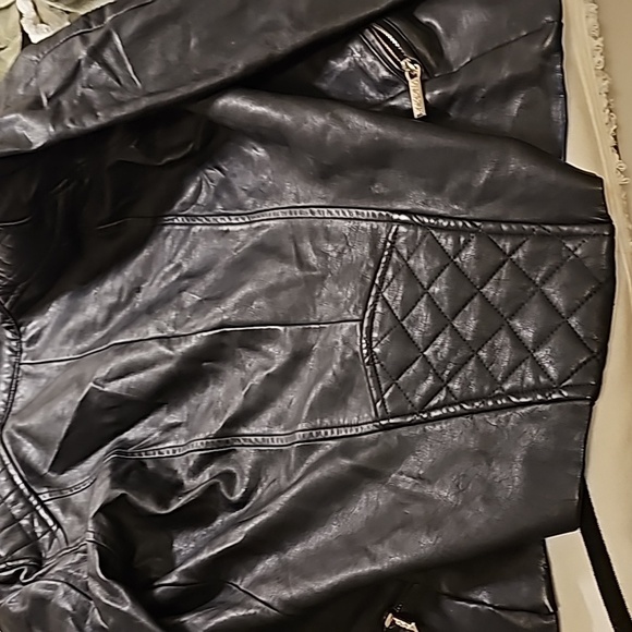 Black Quilted Faux Leather Kardashian Jacket - Picture 6 of 6
